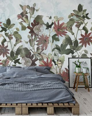 Seven BirdsBB Blue Botanical Wallpaper