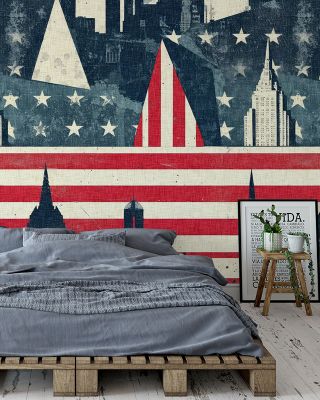 Stars & Stripes Manhattan Urban Wallpaper