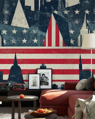 Stars & Stripes Manhattan Urban Wallpaper