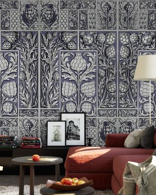 Thistle Walls Blue Botanical Wallpaper