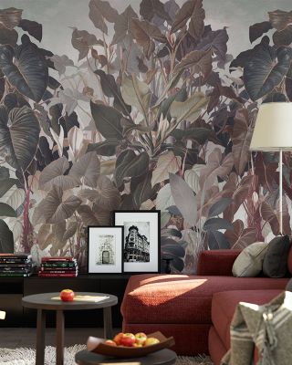 Tropical Abundance Sepia Exotic Wallpaper