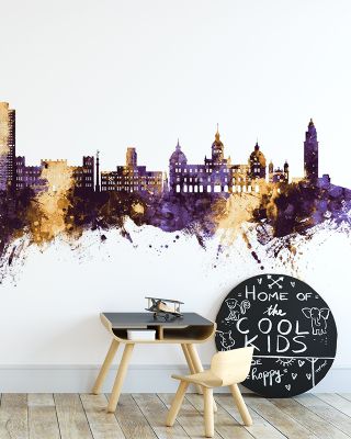 A Coruña Spain Skyline in Purple and Gold
