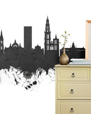 Antwerp Belgium Skyline in Black & White