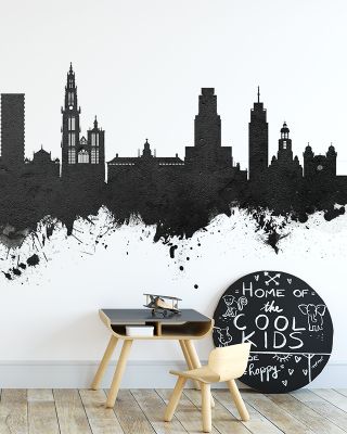 Antwerp Belgium Skyline in Black & White