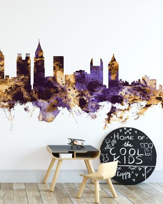 Atlanta Georgia Skyline in Purple & Gold