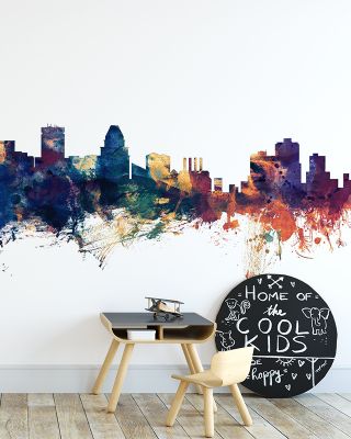 Baltimore Skyline in Blue & Bronze