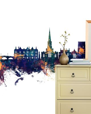 Bedford England Skyline in Blue & Bronze