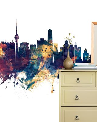Beijing Skyline in Blue & Bronze