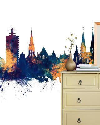 Bielefeld Germany Skyline in Blue & Bronze