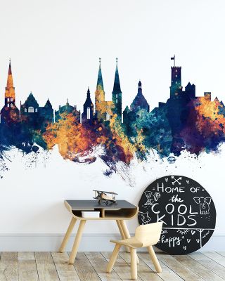 Bielefeld Germany Skyline in Blue & Bronze