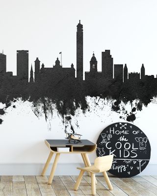 Birmingham England Skyline in Black & White