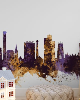 Bradford England Skyline in Purple & Gold