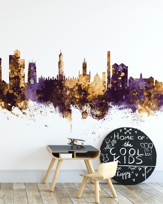 Bradford England Skyline in Purple & Gold