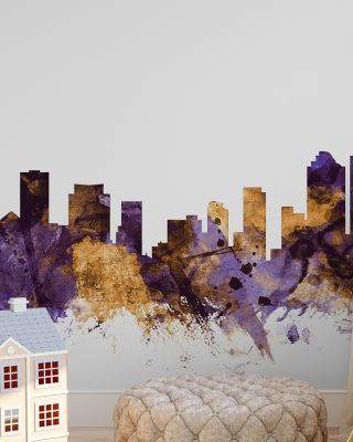 Brisbane Australia Skyline in Purple & Gold