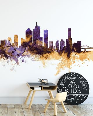Brisbane Australia Skyline in Purple & Gold