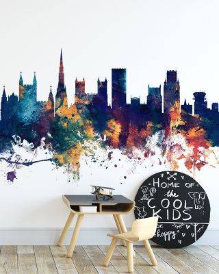 Bristol England Skyline in Blue & Bronze