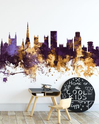 Bristol England Skyline in Purple & Gold