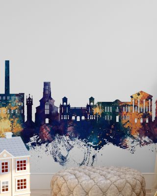 Bury England Skyline in Blue & Bronze