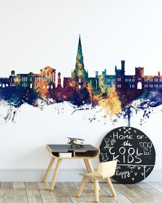 Bury England Skyline in Blue & Bronze