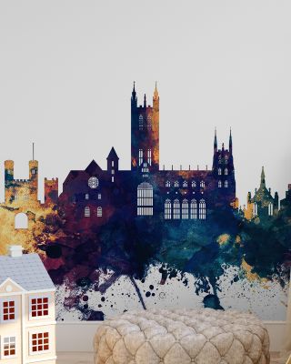 Canterbury England Skyline in Blue & Bronze