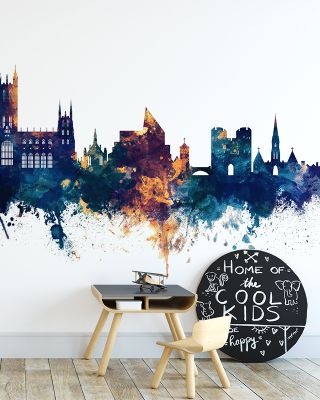 Canterbury England Skyline in Blue & Bronze