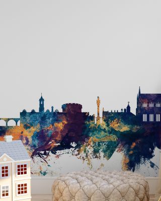 Carlisle England Skyline in Blue & Bronze