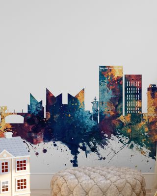 Chattanooga Tennessee Skyline in Blue & Bronze