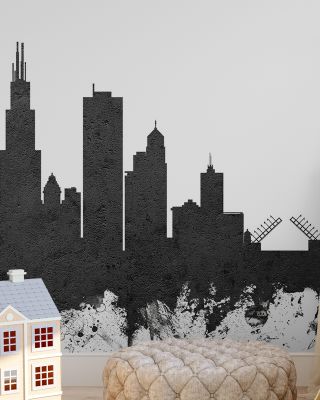 Chicago Illinois Skyline in Black & White