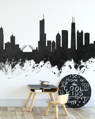 Chicago Illinois Skyline in Black & White
