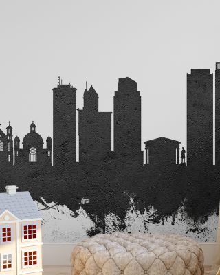 Dayton Ohio Skyline in Black & White