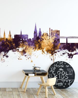 Dundee Scotland Skyline Purple & Gold Art