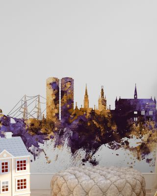 Dundee Scotland Skyline Purple & Gold Art