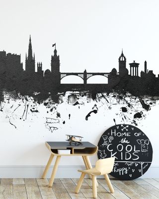 Edinburgh Scotland Skyline Black & White Art
