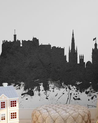 Edinburgh Scotland Skyline Black & White Art
