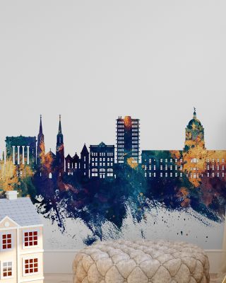 Fort Wayne Indiana Skyline Blue & Bronze