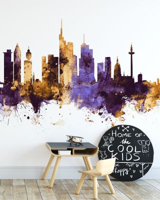 Frankfurt Skyline Purple & Gold