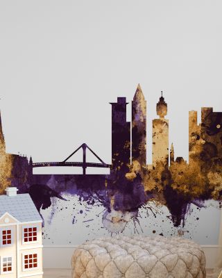 Frankfurt Skyline Purple & Gold