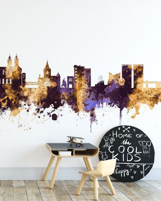 Galway Ireland Skyline Purple & Gold