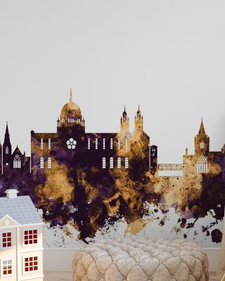 Galway Ireland Skyline Purple & Gold