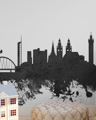 Glasgow Scotland Skyline Black & White