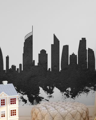 Gold Coast Australia Skyline Black & White