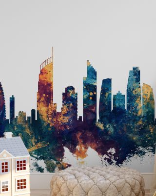 Gold Coast Australia Skyline Blue & Bronze