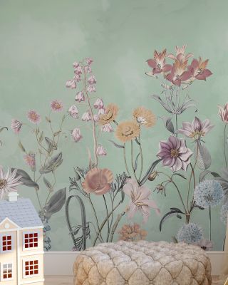 Wild Flower Meadow in Bright Green