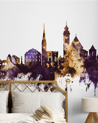 Hallstatt Austria Skyline Purple & Gold