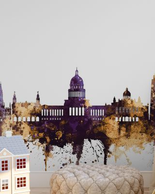 Havana Cuba Skyline Purple & Gold