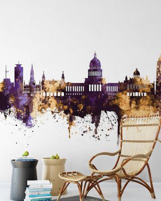 Havana Cuba Skyline Purple & Gold