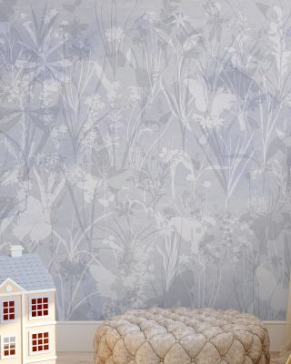 Herbals and Butterflies Double Silhouette Blue