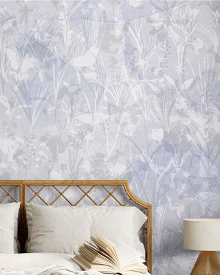 Herbals and Butterflies Double Silhouette Blue