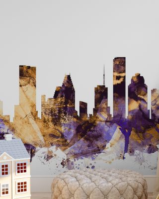 Houston Skyline Purple & Gold