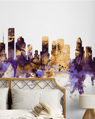 Houston Skyline Purple & Gold